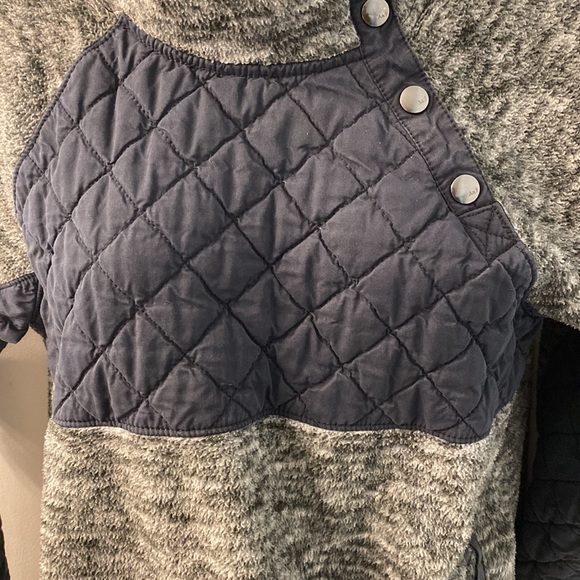 Abercrombie and Fitch Quilted Heathered Gray Black/Navy Pullover Fleece Size S - Picture 8 of 11